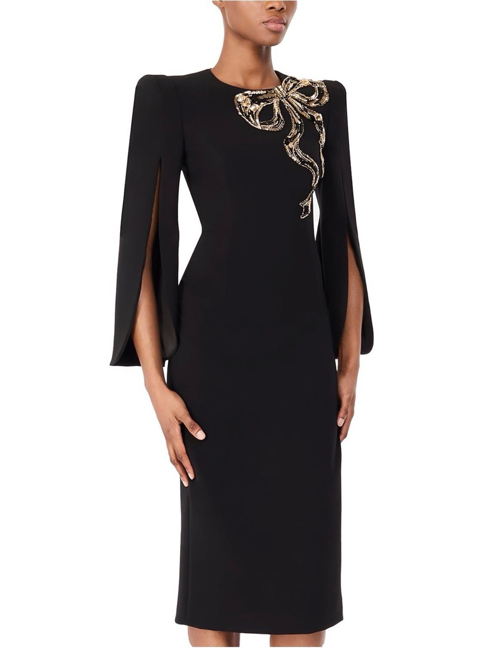 $2280NWT Jenny Packham Cocktail Dress Black Size 6 Love Bow Embellished Shoulder